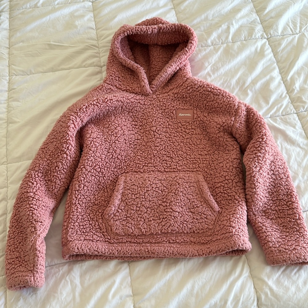 Pink Abercrombie sherpa pullover sweater sweatshirt